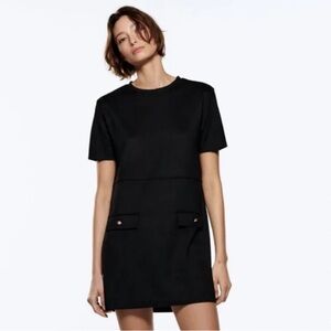 ZARA faux suede black dress